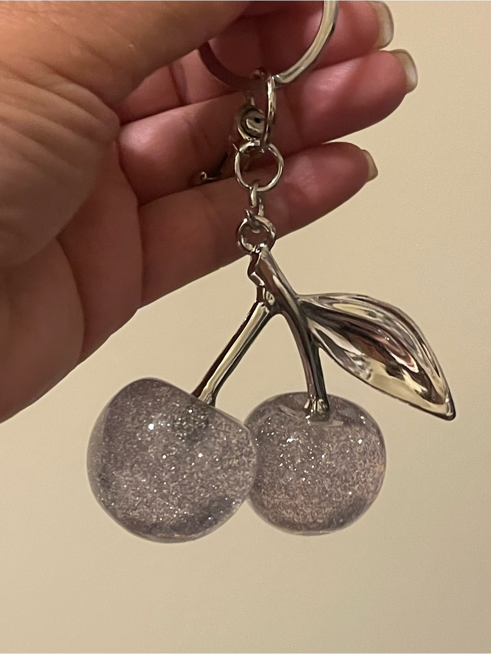 Glitter Cherry Keychain and Sparkling clear Cherries